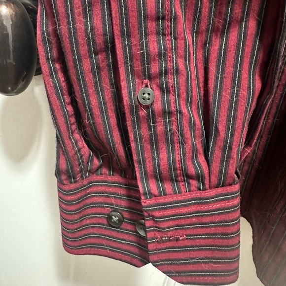 Van Heusen Men's Burgundy and Black Striped Shirt - Picture 3 of 4